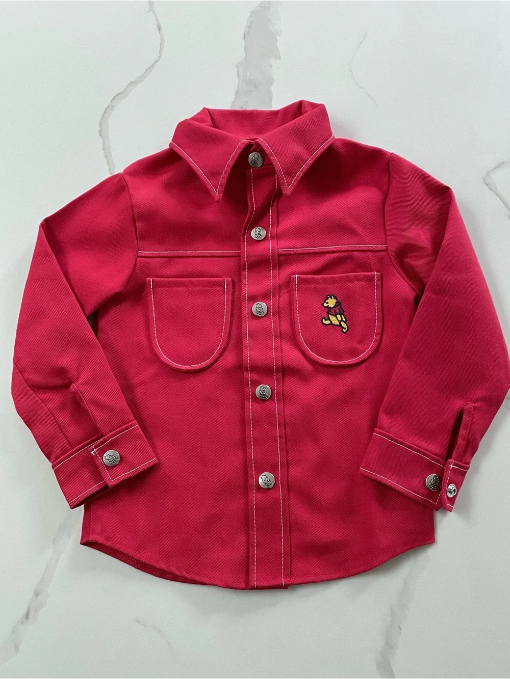 Vintage 1970s Sears Disney Winnie-the-Pooh Red Canvas Jacket, Size 5